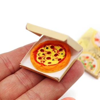 1 Állítsa Babaház Pizza Hasznos Miniatűr Dobozos Pizza Játék Ház Modell Tartozékok Könnyű, Dekoratív Babaház Élelmiszer
