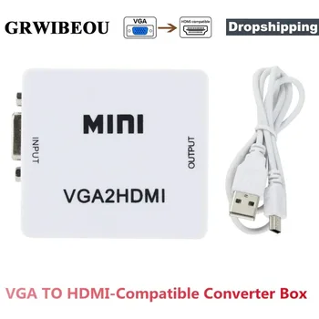 1080P VGA, HDMI-Kompatibilis videokártya Csatlakozó VGA2HDMI Mini VGA, HDMI-Kompatibilis PC Laptop HDTV Projektor