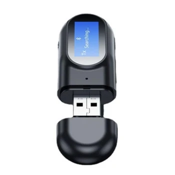 2 In 1 Bluetooth 5.0 Audio Adó-Vevő LCD Kijelző, 3,5 MM-es AUX-Vezeték nélküli USB Adapter PC TV Autó Fejhallgató