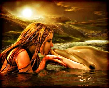 5d Gyémánt Hímzés Hableány Daimond 5d Diy festmény Állatok Delfin Festmények Mozaik Rajzok Gyöngyös Képek Mozaik Képek