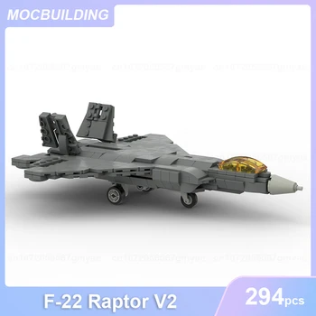 A Lockheed Martin F-22 Raptor V2 Modell MOC építőkövei DIY Össze Tégla City Repülőtér Oktatási Kreatív Játékok, Ajándékok 294PCS