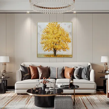 A táj Eredeti Nagy Akril nehéz textúra Absztrakt arany fa, vászon, olaj festmény wall art kép, nappali, lakberendezés