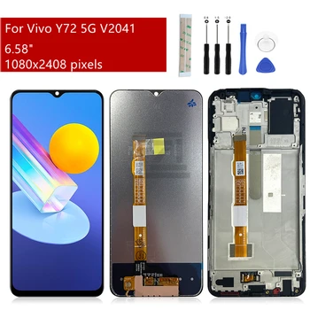 A Vivo Y72 5G Lcd Kijelző érintőképernyő Digitalizáló Közgyűlés A Keret V2041 Lcd y72 Képernyő Csere, Javítás, Alkatrészek 6.58