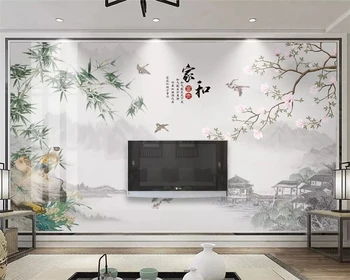 beibehang fal papírokat lakberendezés Egyedi 3d háttérkép új Kínai stílusú haza gazdag tinta bambusz jade orchidea madár TV háttér