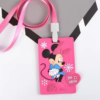 Disney Szem Minnie Mickey kártyatartó Fedelét Zsinór Rajzfilm Behúzható ID Campus Bank Mickey and Minnie Nyakán Kötél Heveder Ajándék