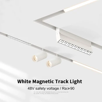 Fehér LED Mágneses Nyomon Fény Rendszer 48V Tuya Zigbee DALI Okos Szabályozható Mágneses Pálya Világítás Mágnes Reflektorfénybe Rács Lámpa