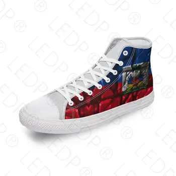 Haiti Zászló Felső Vászon Cipő Diy Luxus Férfi Női Alkalmi Cipő Divat Női Lapos Cipők 3D Nyomtatás Masculino Zapatos