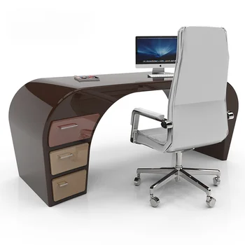 Kreatív irodai íróasztal, divatos design, asztal, lekerekített sarok íróasztal, főnök íróasztal, számítógép asztal, bútorok, testreszabás