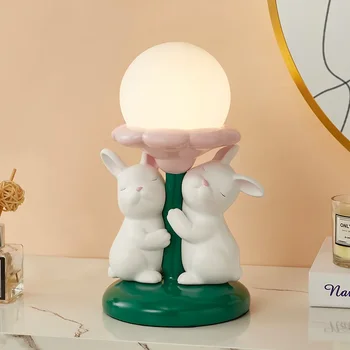Luxus Aranyos rabbit lámpa Esküvői Ajándék Fény Gyanta Művészeti Lámpák Hercegnő Dekoráció lányok ágyas szoba Északi fény kawaii asztali lámpa
