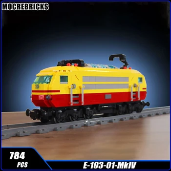 MOC-93215 Híres Város német Vasutak E-103-01-MkIV Vonat Mozdony Épület-Blokk, Technológia Modell Tégla Játék, Gyerek Ajándékok