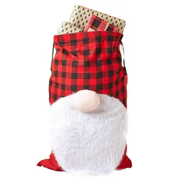 Nagy Karácsonyi Zsák Összehúzható Újrafelhasználható Nagy Mikulás Ajándék Csomagolás Zsák Santa Gnome Karácsonyi Ajándékot Csomagokat Mikulás Zsák Ajándék Tok