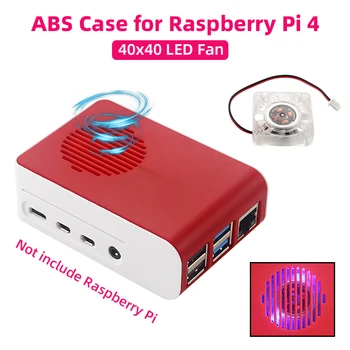 Raspberry Pi 4 ABS Esetben, Piros, Fehér, Műanyag Shell Támogatást 40x40 Hűtő Ventilátor Kék LED-Pi 4