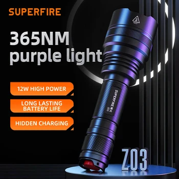 Superfire Z03 365nm UV Lámpa Hordozható EDC Fáklya ultraibolya Fény, A Kemping Kültéri Kisállat Vizelet Foltok Érzékelő Skorpió