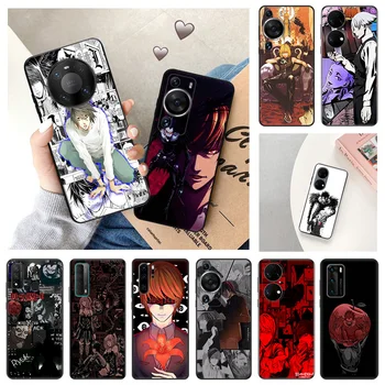 Szilikon Fekete Telefon Esetekben a Huawei O Okos Z P60 P30 P40 P50 Pro P20 Lite Pixel 7 6 5 4 6a 7a egy Death Note Anime Yagami Borító