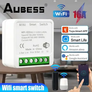 Tuya 16A MINI Wifi Smart Switch Támogatja a 2-irányú Vezérlő Időzítő Vezeték nélküli Kapcsolók Intelligens Otthon Automatizálás, Alexa, a Google Haza, Alice