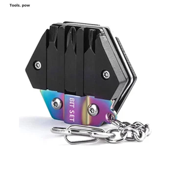 Többfunkciós Kártya Kulcstartó Szabadtéri EDC Eszköz Hatszög Összecsukható Érme Kés, Csavarhúzó, Sörnyitó Pocket Mini Összecsukható Túlélési Eszköz
