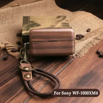 Tömör Fa Esetében Sony WF-1000XM5 Fülhallgató Esetben Bluetooth Fülhallgató Védelem Esetben kötéllel A Sony WF-1000XM4 Borító