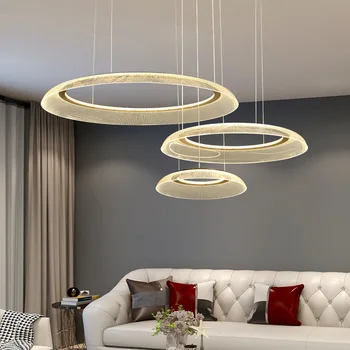 Villa üres nappali fények, minimalista hálószoba, fényűző kör alakú gyűrű, kreatív, személyre szabott art étterem