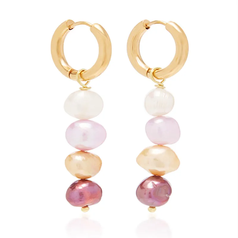 Barokk színes gyöngy fülbevaló, rozsdamentes acél gyűrű női fülbevaló hosszú bohém amulett ékszer divat nagykereskedelmi fülbevaló 2020