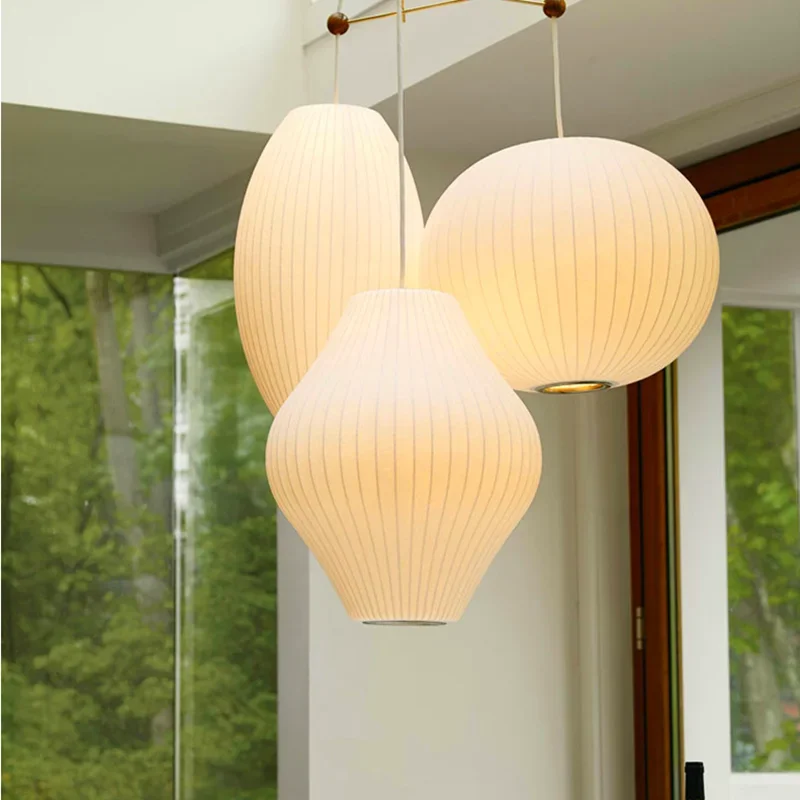 Japán Medál Fény Minimalista Fehér Design Lámpa Selyem Ruhát, Könnyű Ruházat Nelson Lámpa Shop, Szövet Tetőtér Lámpás Függő Lámpa