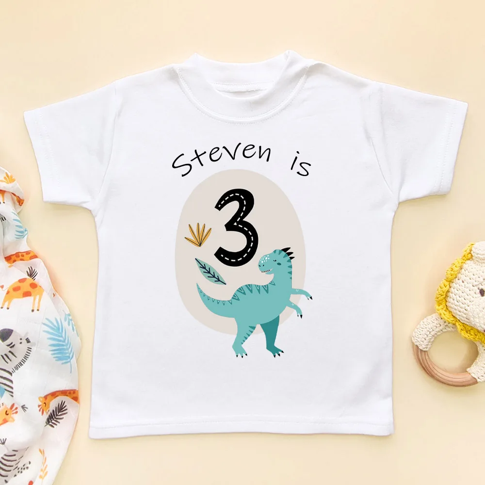 Személyre szabott Gyerek Szülinapi Dinoszaurusz T-shirt 1-6 Éves Fiú Ruhákat Egyéni Név Gyermek Tshirt Gyerekek Szülinapi Ajándék Gyerekek Pólók