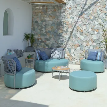 Északi kültéri rattan kanapé szövet kanapé kombinált kültéri kert udvar nap a szobában szabadidő esővédő rattan kanapé bútor