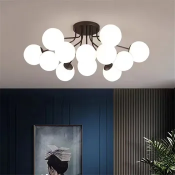Északi üveg mennyezeti lámpa LED fekete amd arany fények Tej Fehér Fények Nappali dekoráció szobás luxus lámpa