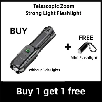 Új Stílus Teleszkópos Zoom Erős Fény Lámpa USB Töltés Kis Hordozható Reflektor Hosszú távú Árvízi Kültéri Világítás Lámpa