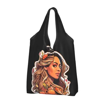 Újrafelhasználható Beyonce Graffiti Királynője Pop Art Bevásárló Táskák Élelmiszert Összehajtható Táskák is Mosható Nagy Tote Bags