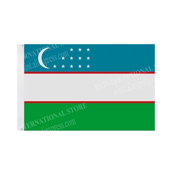 Üzbegisztán Zászló Nemzeti Grafikus Egyéni Nyomtatott Lóg, Banner Tervezés Szabadtéri Sport Poliészter Akna Fedelét Karika 3X5FT 90X150CM