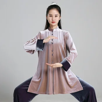 Őszi-Téli Bársony Tai Chi Ruhák Nők Wushu Ruhát Kung-Fu Verseny Ruha Harcművészet Egységes Ránc Mentes 2022